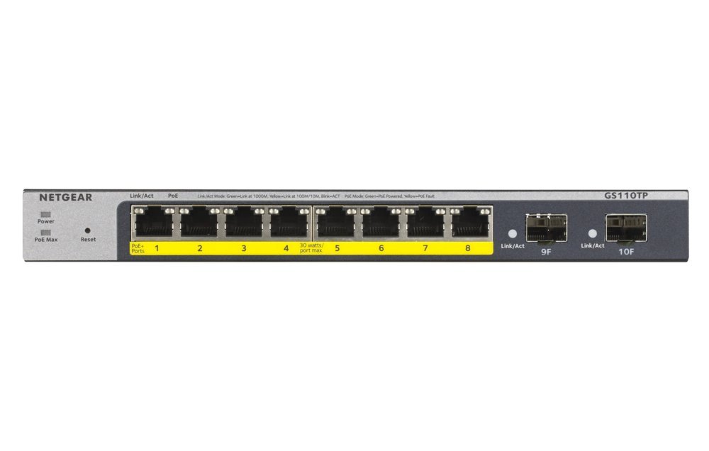 NETGEAR GS110TP | Managed L2/L3/L4 Switch | 8 Poorten | Gigabit Ethernet (10/100/1000 Mbps) | PoE | Grijs - Afbeelding 3
