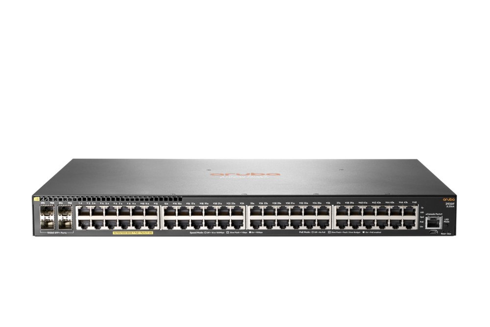 HPE Aruba 2930F 48G PoE+ 4SFP+ | Refurbished Silver L3 Managed Switch | 48x Gigabit PoE+ | 4x SFP+ | 370W PoE Budget | 1U Rackmount | Grijs