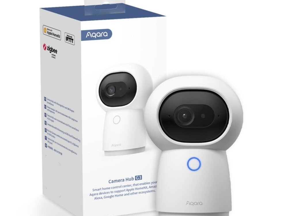 Aqara Camera Hub G3 | IP-beveiligingscamera | 2K-resolutie (2304 × 1296) | 360° Pan & Tilt | Gezichts- en gebarenherkenning | Ingebouwde Zigbee 3.0 Hub | IR-afstandsbediening | HomeKit Secure Video-ondersteuning | Wit