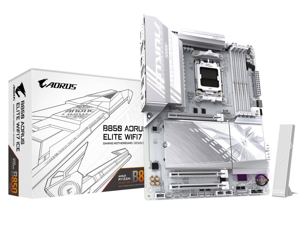 Gigabyte B850 AORUS ELITE WIFI7 ICE | Socket AM5 | AMD B850 | 4xDDR5 | ATX | Moederbord
