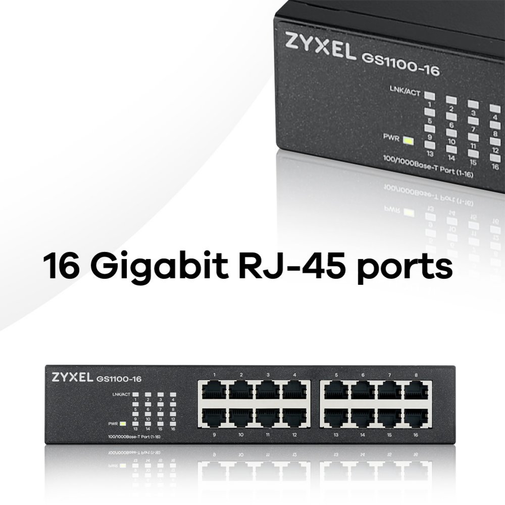 Zyxel GS1100-16 | Unmanaged Switch | 16-poorts Gigabit Ethernet | Zwart - Afbeelding 9