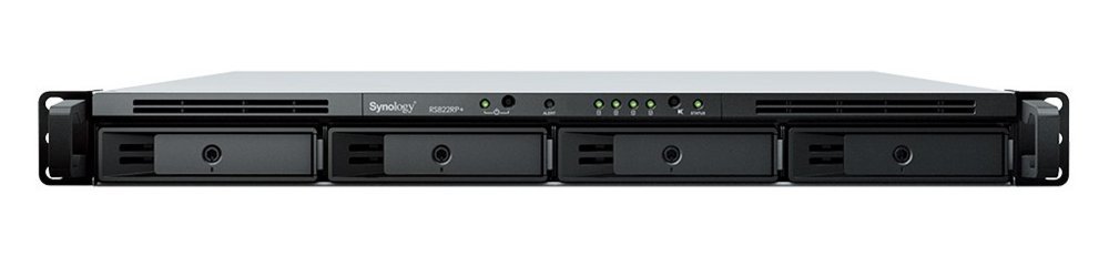 Synology RS822RP+ | 4-Bay 1U Rackmount NAS | AMD Ryzen V1500B | 2GB DDR4 ECC (Uitbreidbaar tot 32GB) | Redundante Voeding | 4x 1GbE LAN | PCIe 3.0 | DSM