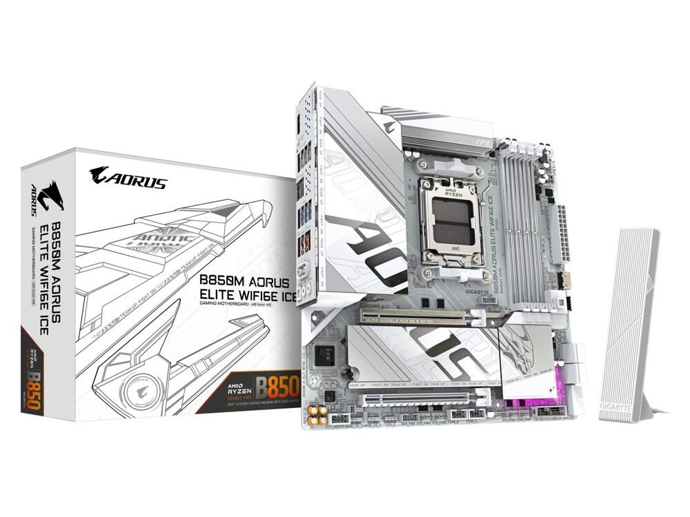 Gigabyte B850M AORUS ELITE WIFI6E ICE | Socket AM5 | AMD B850 | 4xDDR5 | Micro ATX | Moederbord