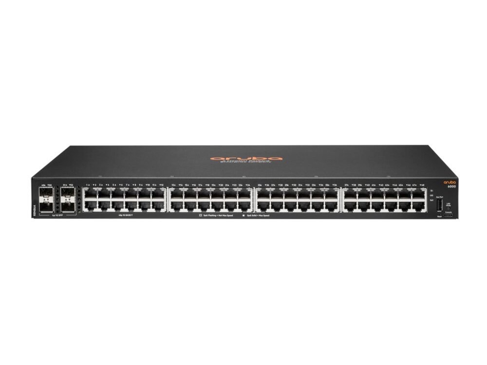 Aruba 6000 48G 4SFP | Managed L3 Switch | 48x Gigabit Ethernet | 4x SFP | 1U Rackmount