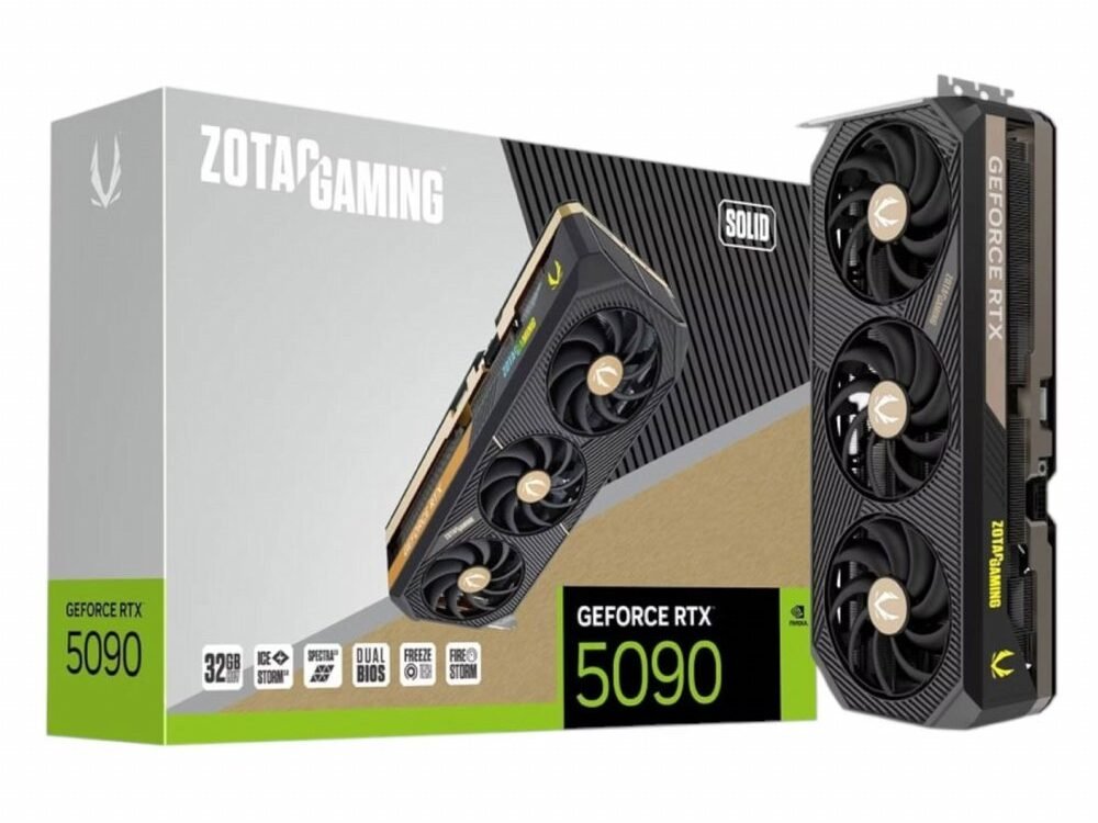 Zotac Gaming GeForce RTX 5090 SOLID | 32 GB GDDR7 VRAM | 4K Gaming & AI | Videokaart | GPU | Nvidia