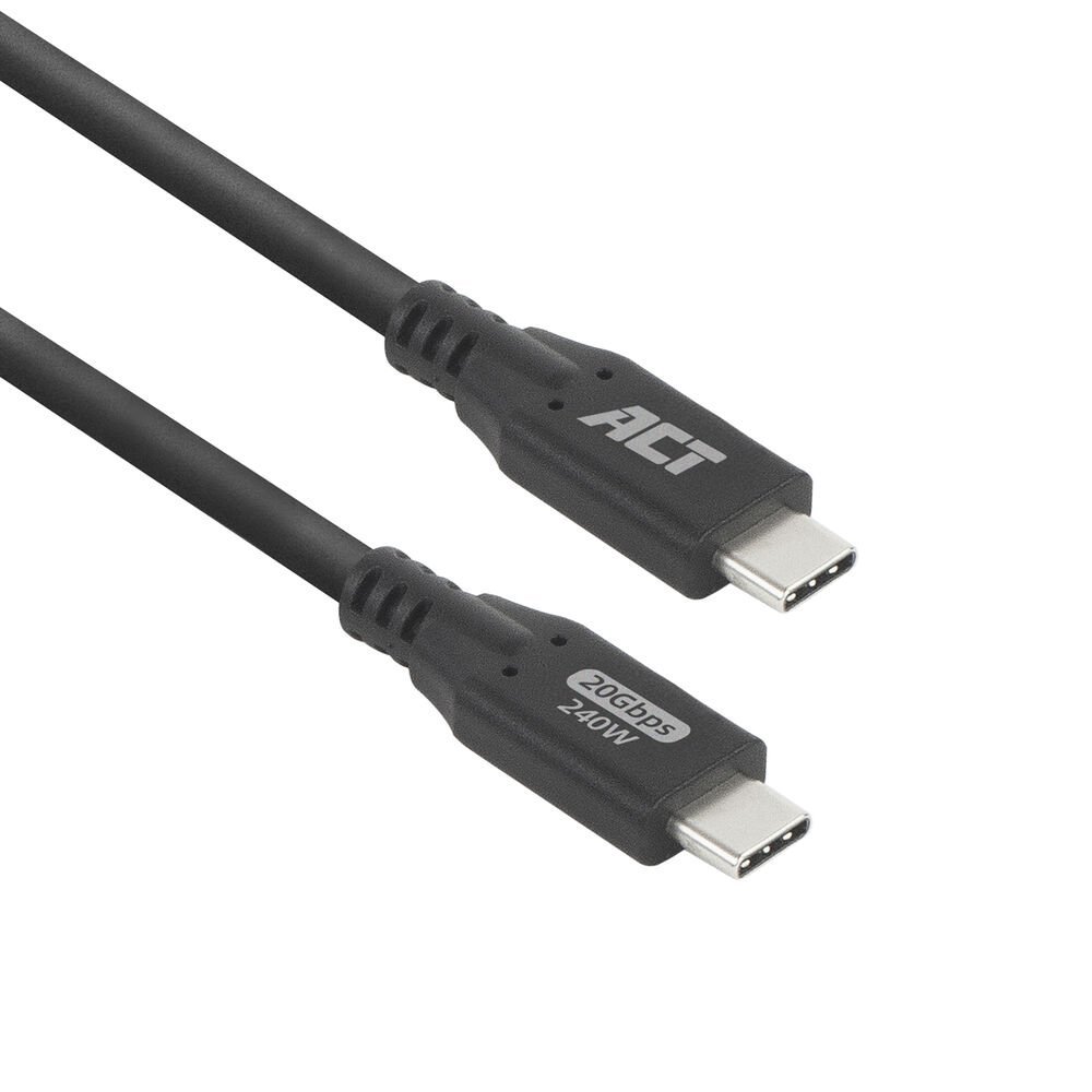 ACT | USB4 Kabel | 20Gbps | 240W | USB-C naar USB-C | 0,5m | Zwart - Afbeelding 2