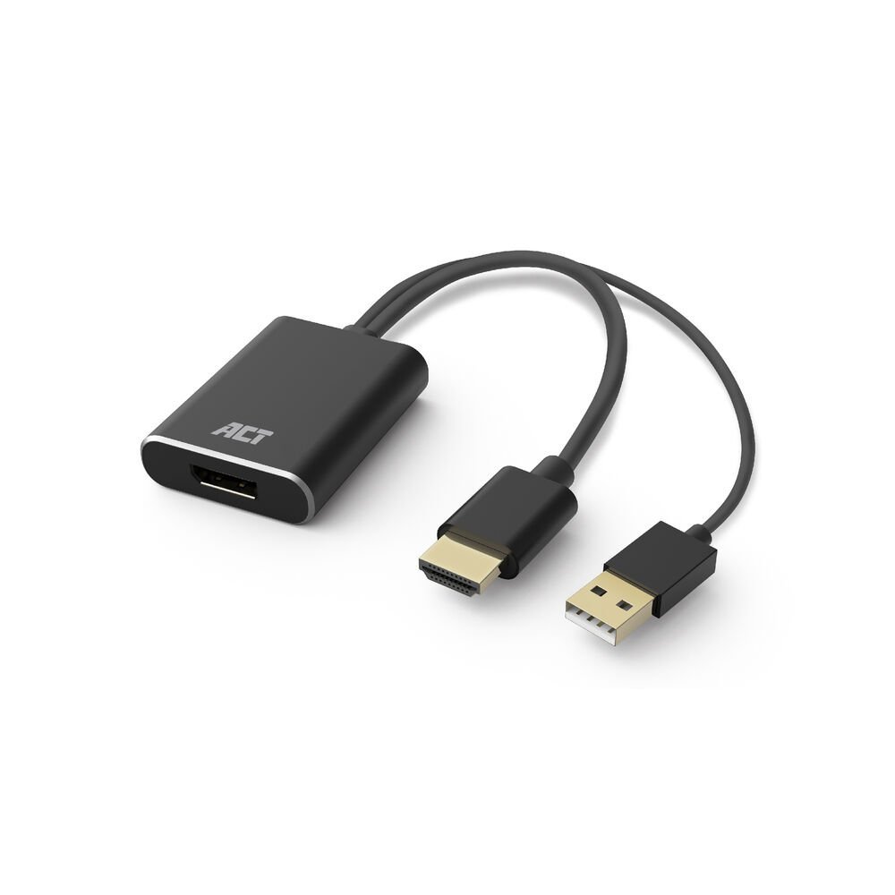 ACT AC7536 | HDMI + USB naar DisplayPort Adapterkabel | 0,24 m | Zwart - Afbeelding 2