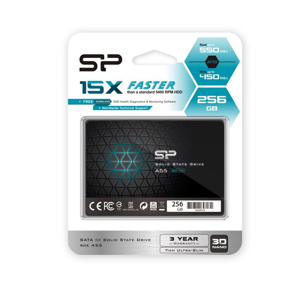 Silicon Power A55 | 256GB SATA SSD | 2.5'' | 460MB/s Lezen | 450MB/s Schrijven - Afbeelding 3