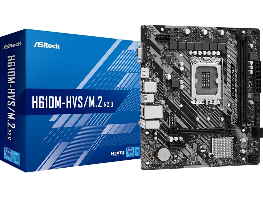 Asrock H610M-HVS/M.2 R2.0 | Socket LGA 1700 | Intel H610 | 4xDDR4 | Micro-ATX | Moederbord