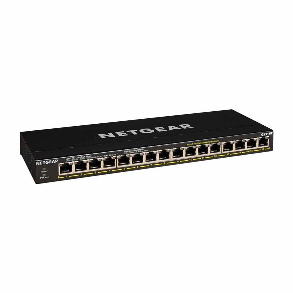 NETGEAR GS316EP-100PES | Managed Switch | 16x Gigabit Ethernet | PoE+ | Zwart - Afbeelding 3