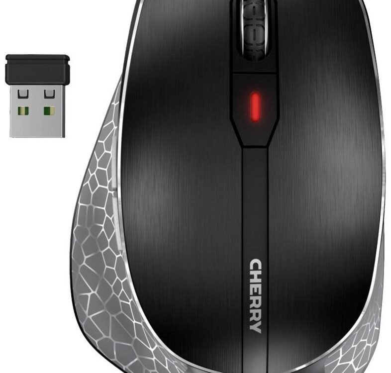 Cherry MW 8C Ergo | Ergonomische Draadloze Muis | Links- en Rechtshandig | RF + Bluetooth | 3200 DPI | Zwart/Grijs