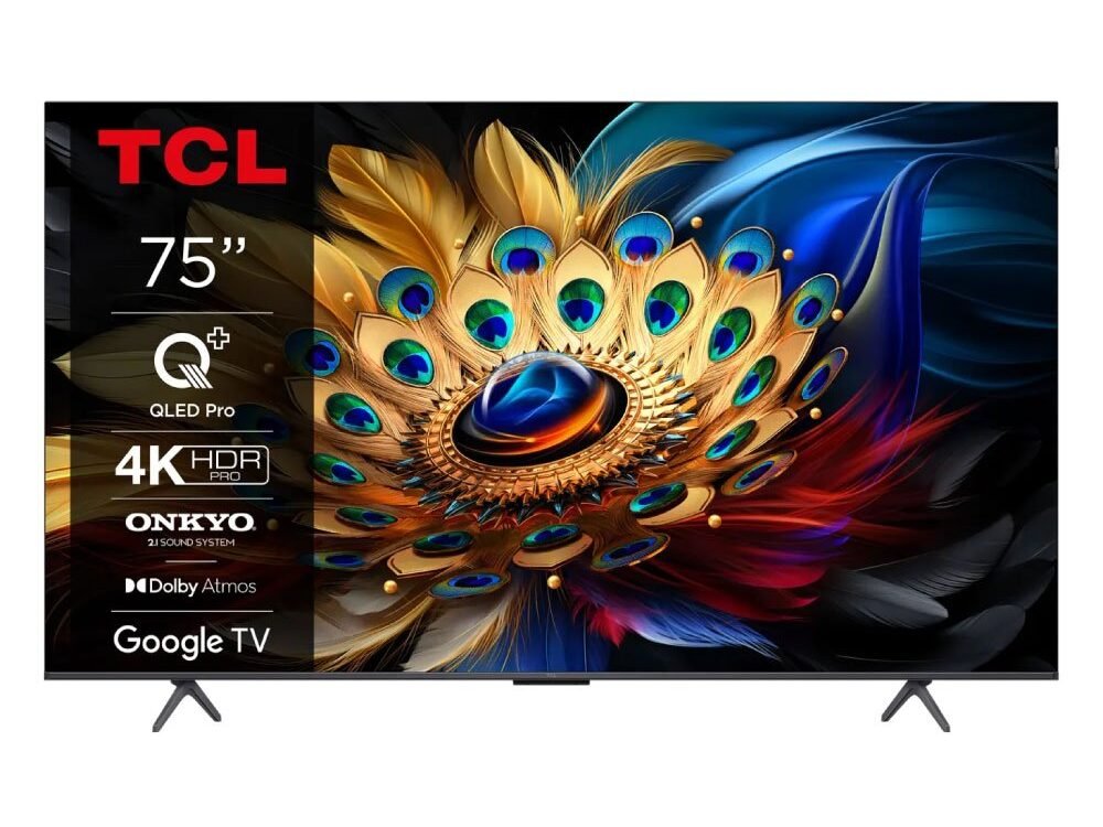 TCL 75C69B 75" | Ultra HD 4K QLED Smart TV | Google TV + Wifi | Dolby Vision | Quantum Dot voor Realistische Kleuren | 60Hz