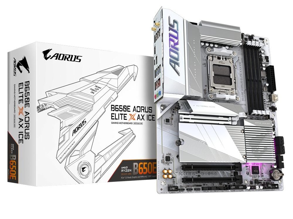 Gigabyte B650E AORUS ELITE X AX ICE | Socket AM5 | AMD B650E | 4xDDR5 | ATX | Moederbord