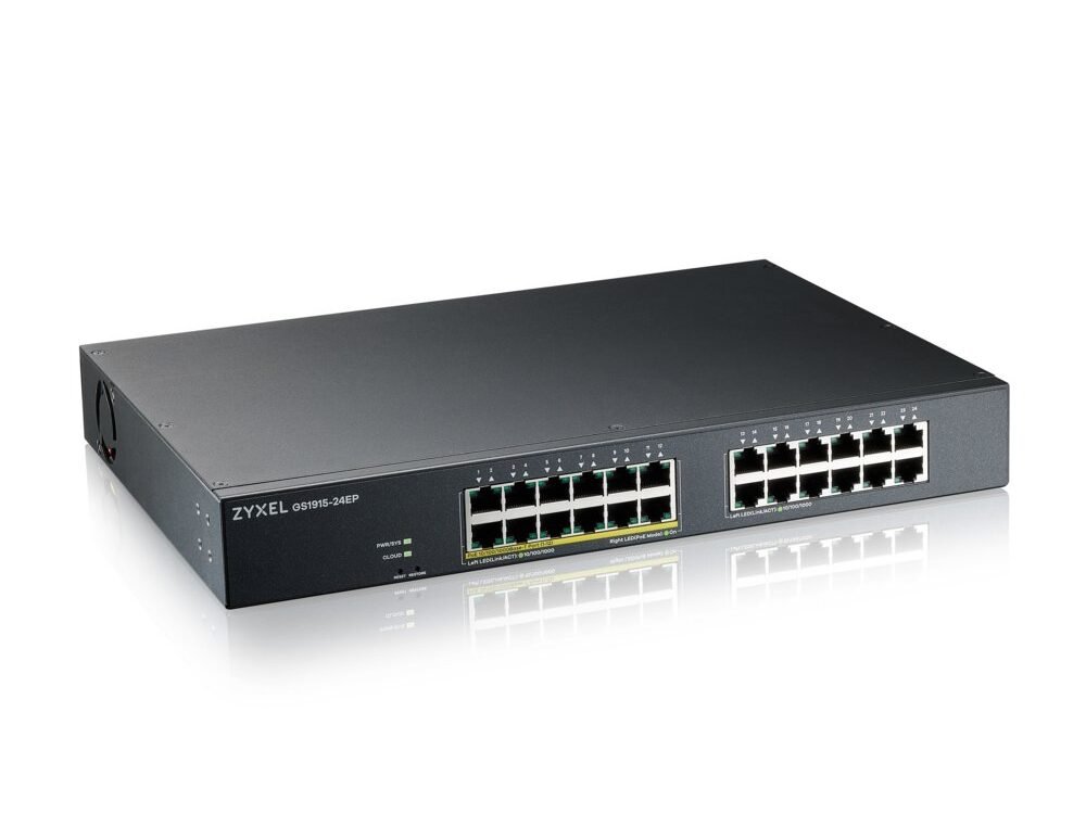Zyxel GS1915-24EP | Managed L2 Switch | 24 Poorten | Gigabit Ethernet (10/100/1000 Mbps) | PoE | 1U Rackmount
