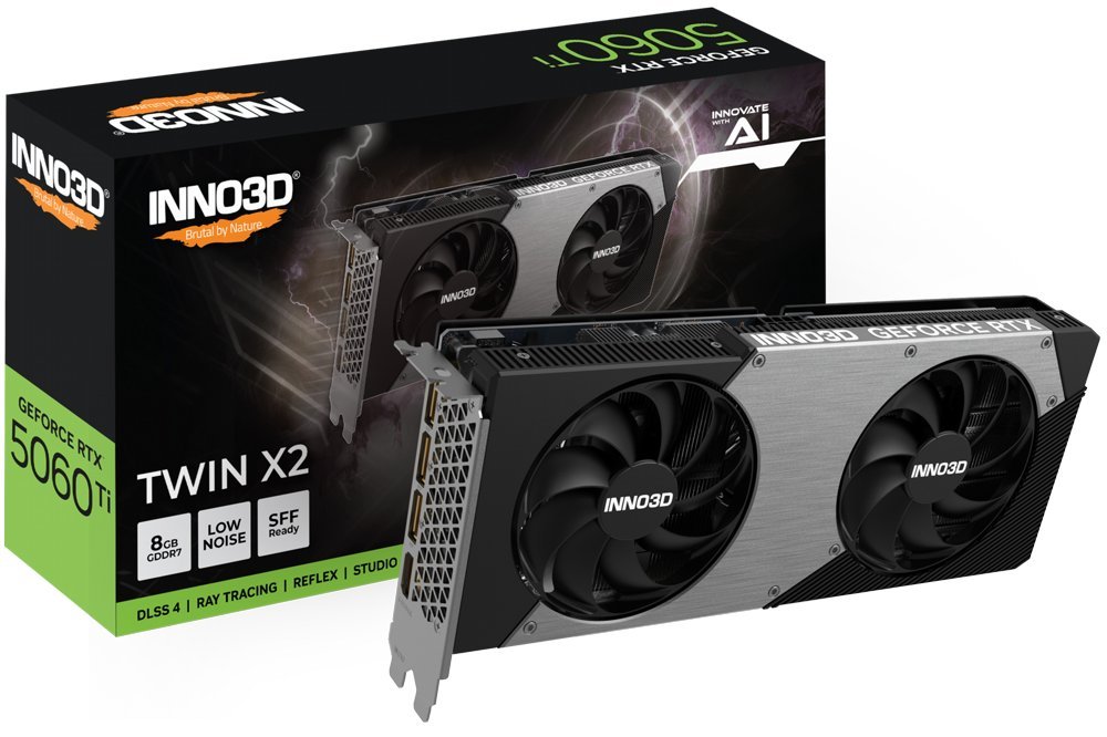 INNO3D GeForce RTX 5060 Ti TWIN X2 OC | 8GB GDDR7 | DLSS 4 | Videokaart | Nvidia GPU