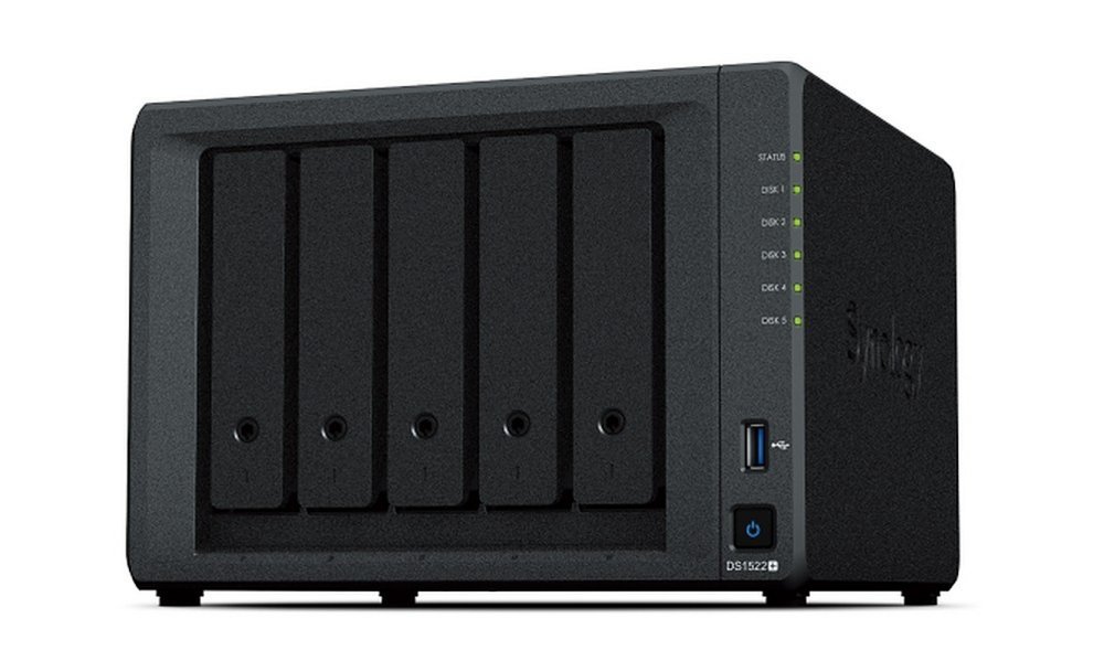 Synology DiskStation DS1522+ NAS | 5 Drive Bays | AMD Ryzen R1600 | 4x Gigabit Ethernet | Desktop | Zwart