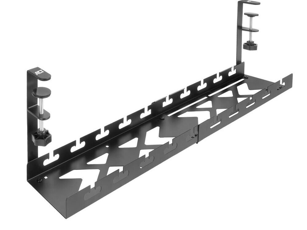 ACT Verstelbare kabelgoot voor onder bureau | Klemsysteem | 43 tot 72 cm | Zonder boren | Staal | Zwart