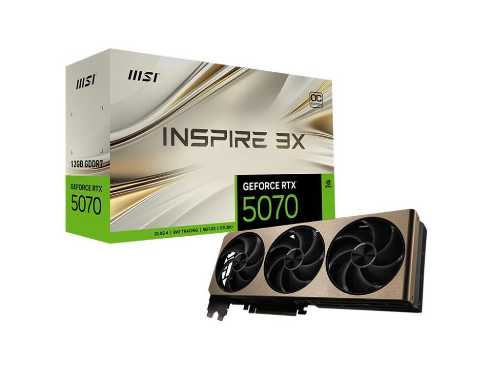MSI GeForce RTX 5070 INSPIRE 3X OC | 12GB GDDR7 | DLSS 4 | Videokaart | Nvidia GPU
