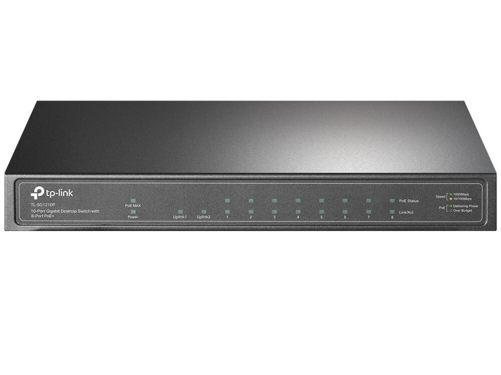 TP-Link TL-SG1210P | Unmanaged Switch | 10 Poorten | Gigabit Ethernet (10/100/1000 Mbps) | PoE | Grijs