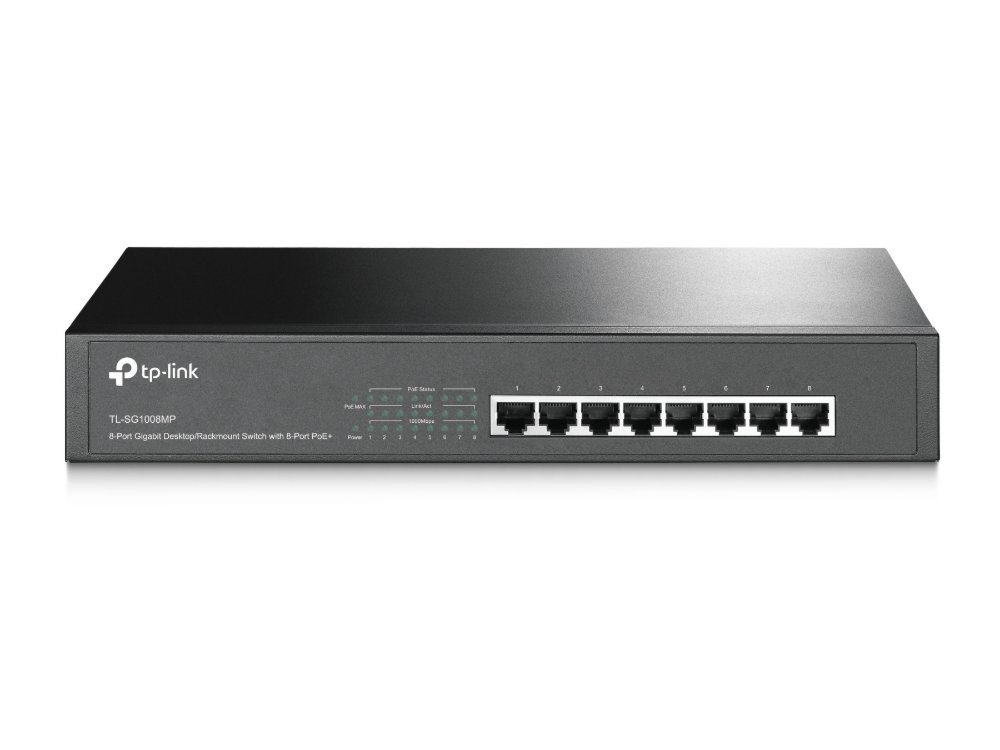 TP-Link TL-SG1008MP | Unmanaged Switch | 8 Poorten | Gigabit Ethernet (10/100/1000 Mbps) | PoE | Zwart