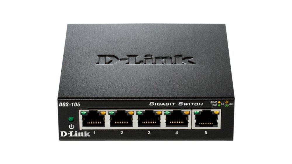 D-Link DGS-105 | Unmanaged Switch | 5 Poorten | Gigabit Ethernet (10/100/1000 Mbps) | Zwart