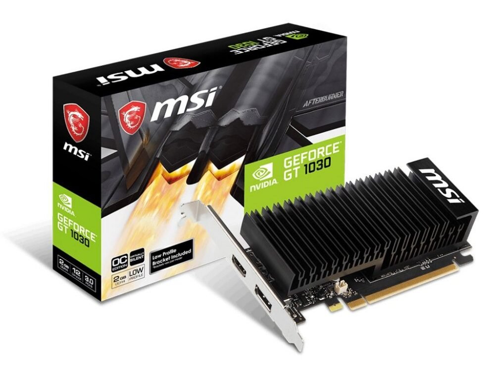 MSI GeForce GT1030 LP OC | 2GB GDDR4 VRAM | Low Profile | Videokaart | GPU | Nvidia