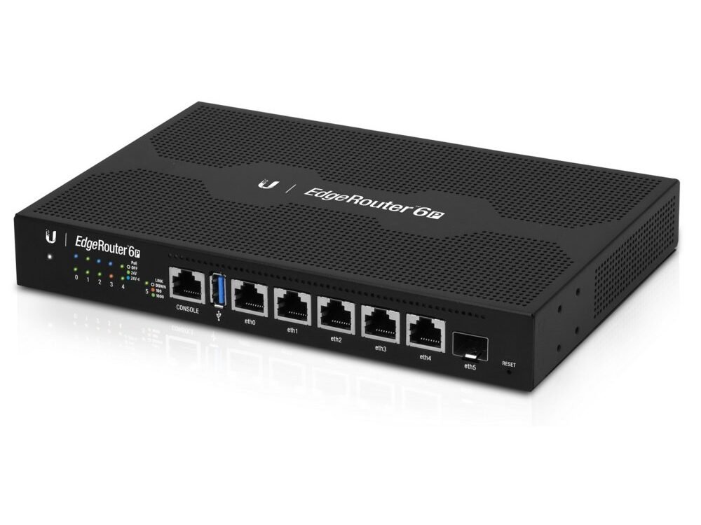 Ubiquiti EdgeRouter 6P | Bedrade Gigabit WAN Router & 5‑port 24 V Passive PoE | 1× SFP | Fanless