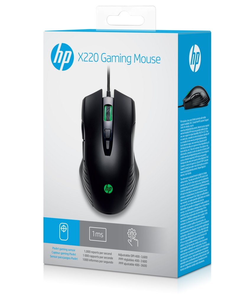 HP X220 | Bedrade Gaming Muis | Links- en Rechtshandig | USB-A | 3600 DPI | Zwart - Afbeelding 8