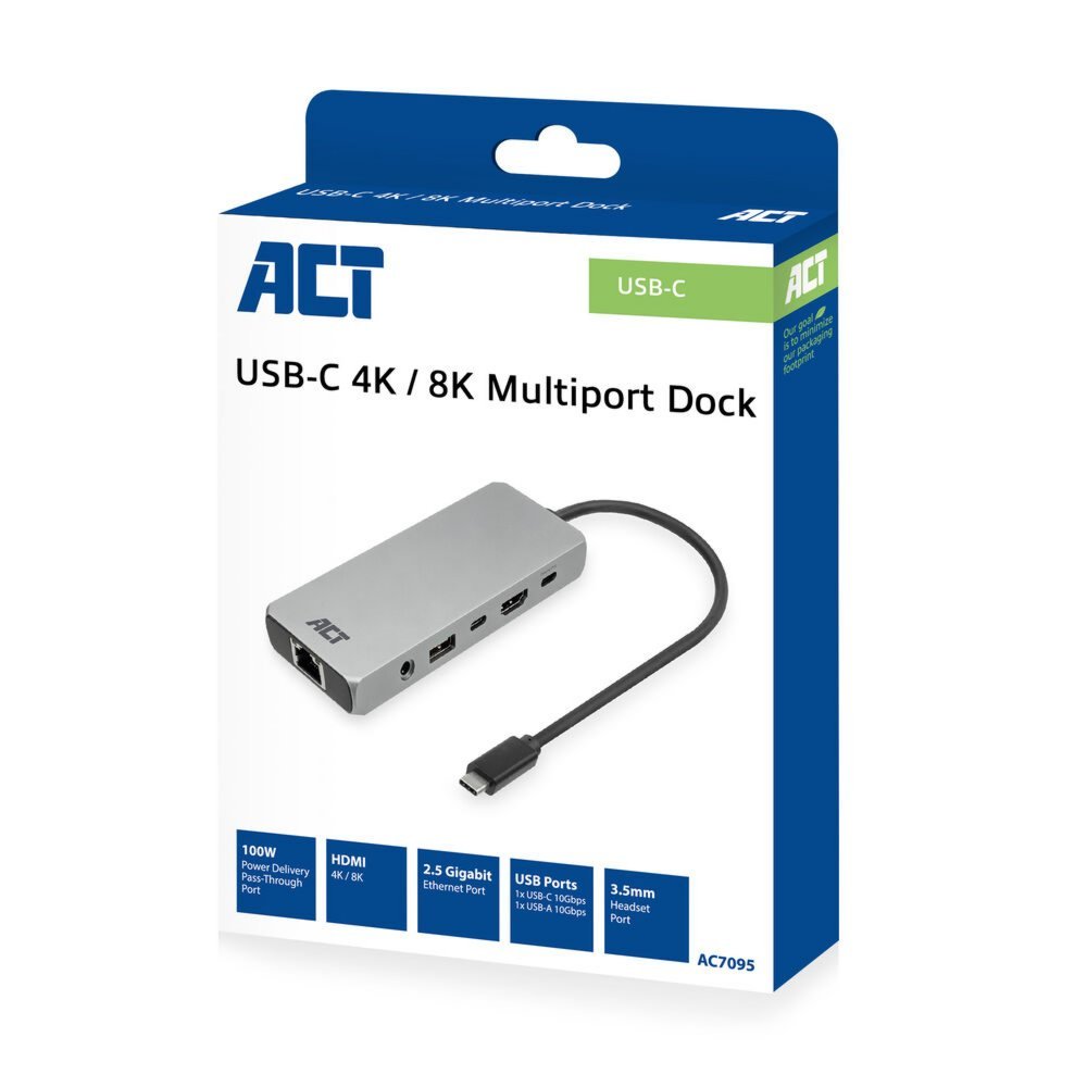 ACT AC7095 | Docking Station | USB-C | Zilver - Afbeelding 4
