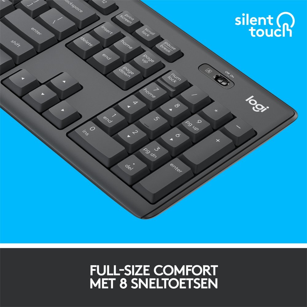 Logitech MK295 Silent | Draadloze Muis-en-Toetsenbordcombo | USB-ontvanger | QWERTY | Zwart - Afbeelding 9