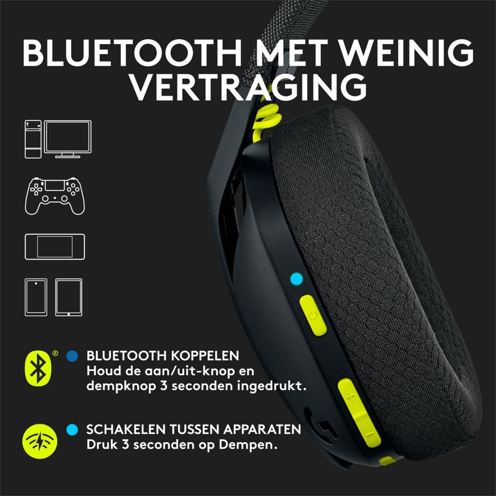 Logitech G435 Wireless Gaming Headset | Bluetooth & Lightspeed | Hoofdband | Zwart - Afbeelding 25