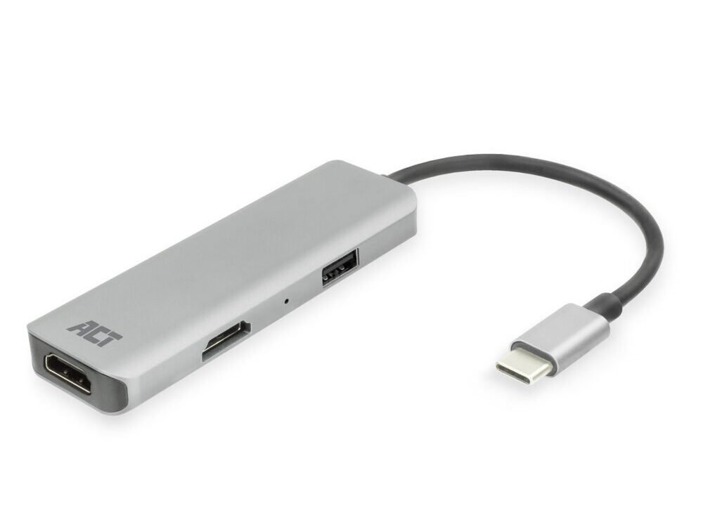 ACT AC7013 | Docking Station & Poortreplicator | USB-C 3.2 Gen 1 | Zwart/Grijs