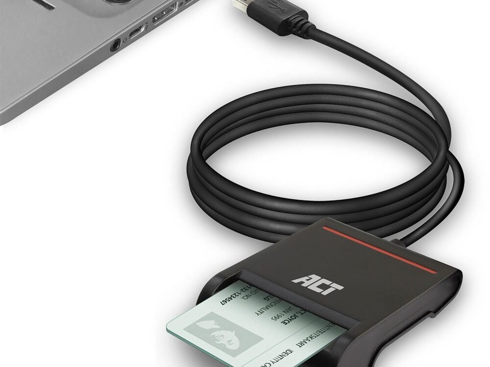 ACT AC6015 USB Smartcard eID Kaartlezer – Zwart | USB 2.0 | Geschikt voor Windows & macOS