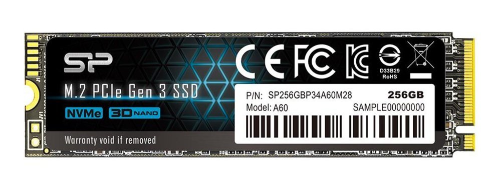 Silicon Power A60 | 256GB NVMe SSD | M.2 Gen3 | 2.200 MB/s Lezen | 1.600 MB/s Schrijven