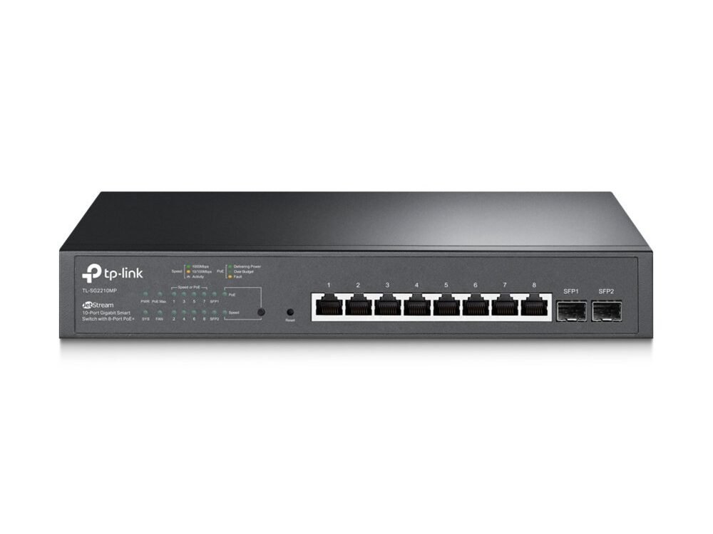 TP-Link TL-SG2210MP | Managed Smart Switch | 10 Poorten | Gigabit Ethernet (10/100/1000 Mbps) | 8x PoE+
