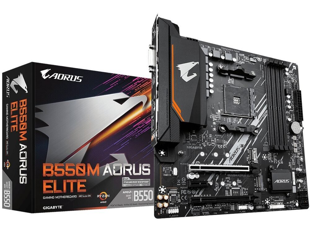 Gigabyte B550M AORUS ELITE | Socket AM4 | AMD B550 | 4xDDR4 | Micro-ATX | Moederbord