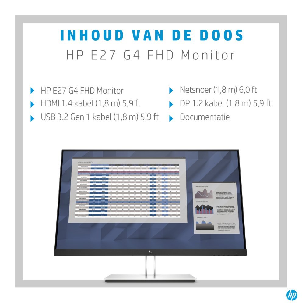 HP E-Series E27 G4 27" | 1920x1080 IPS | 60Hz | Full HD Monitor | Zwart - Afbeelding 14