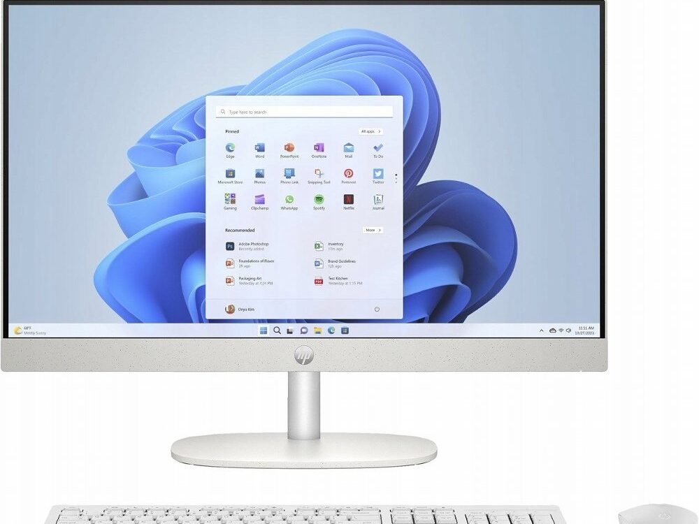 HP All-in-One | 24'' Full HD IPS | AMD Ryzen 3 7320U | 8GB DDR5 | 512GB SSD | IR Camera | W11 Professional | Met Keyboard & Muis