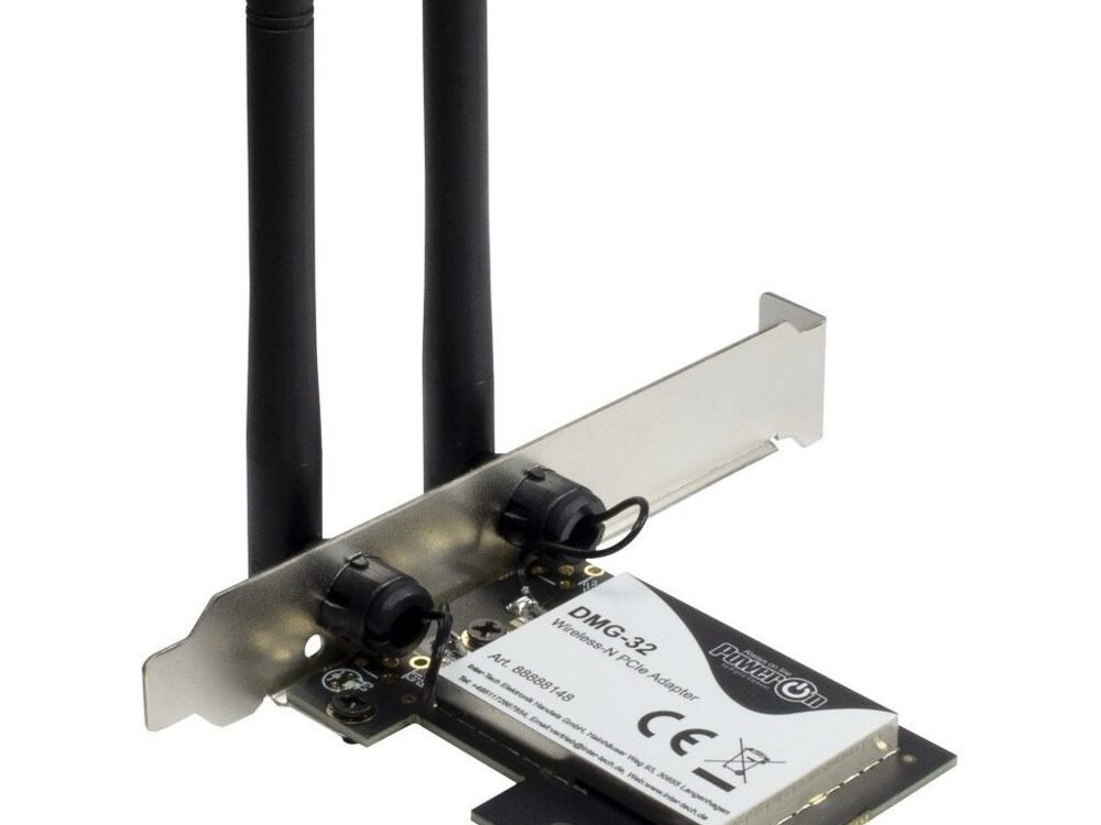 Inter-Tech DMG-32 | Interne WLAN-adapter | PCIe x1 | Wi-Fi 5 (802.11ac) | Dual-band 2,4 & 5 GHz | 650 Mbps | 2x 2dBi antennes