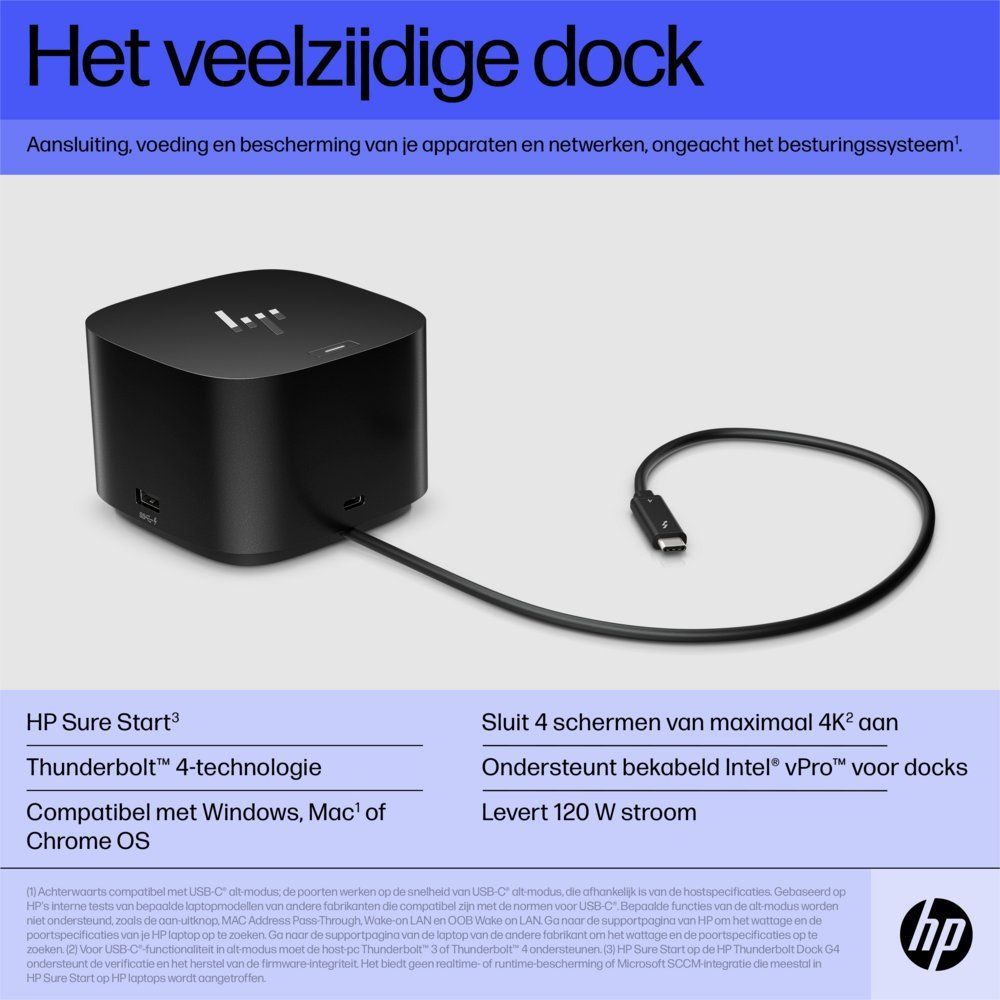 HP G4 Docking Station | Thunderbolt 120W | Zwart - Afbeelding 9