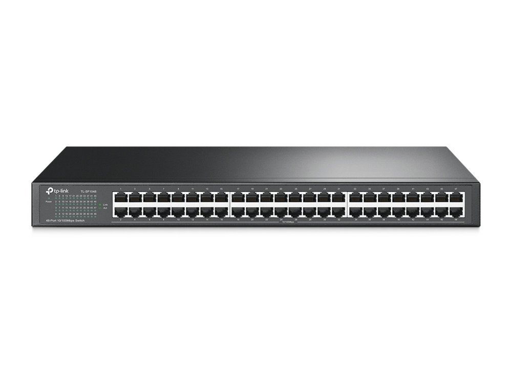 TP-Link TL-SF1048 | 48-poorts Fast Ethernet Unmanaged Switch | 19" Rackmount | Plug & Play | Zwart