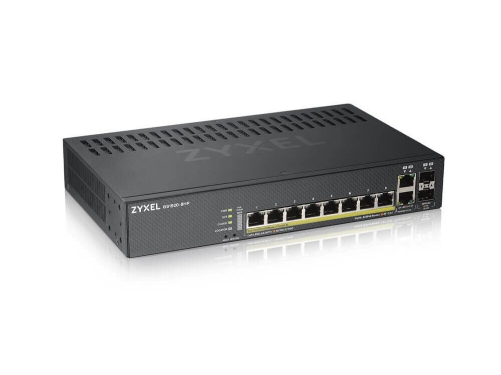 Zyxel GS1920-8HPV2 | Managed Switch | Gigabit Ethernet (10/100/1000) | Power over Ethernet (PoE) | Zwart