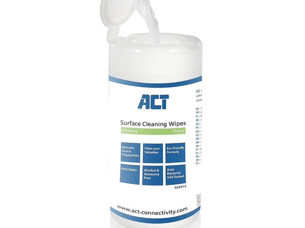 ACT AC9515 Schoonmaakdoekjes voor Beeldschermen | 100 stuks