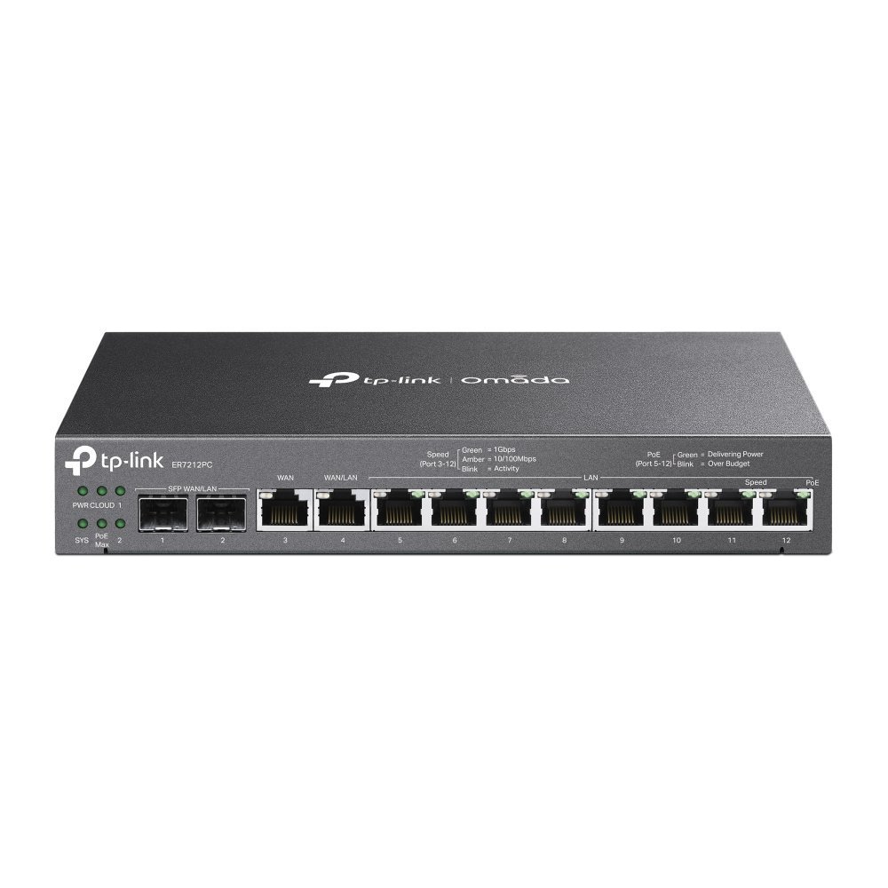 TP-Link Omada TL‑ER7212PC | Gigabit VPN Router & PoE+ Switch | 110 W PoE+ | Omada SDN Controller | Fanless Desktop/Wall