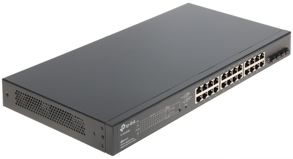 TP-Link TL-SG2428P | Managed Smart Switch | 28 Poorten | Gigabit Ethernet (10/100/1000 Mbps) | 24x RJ45 + 4x SFP | PoE+ (250W) | VLAN/QoS