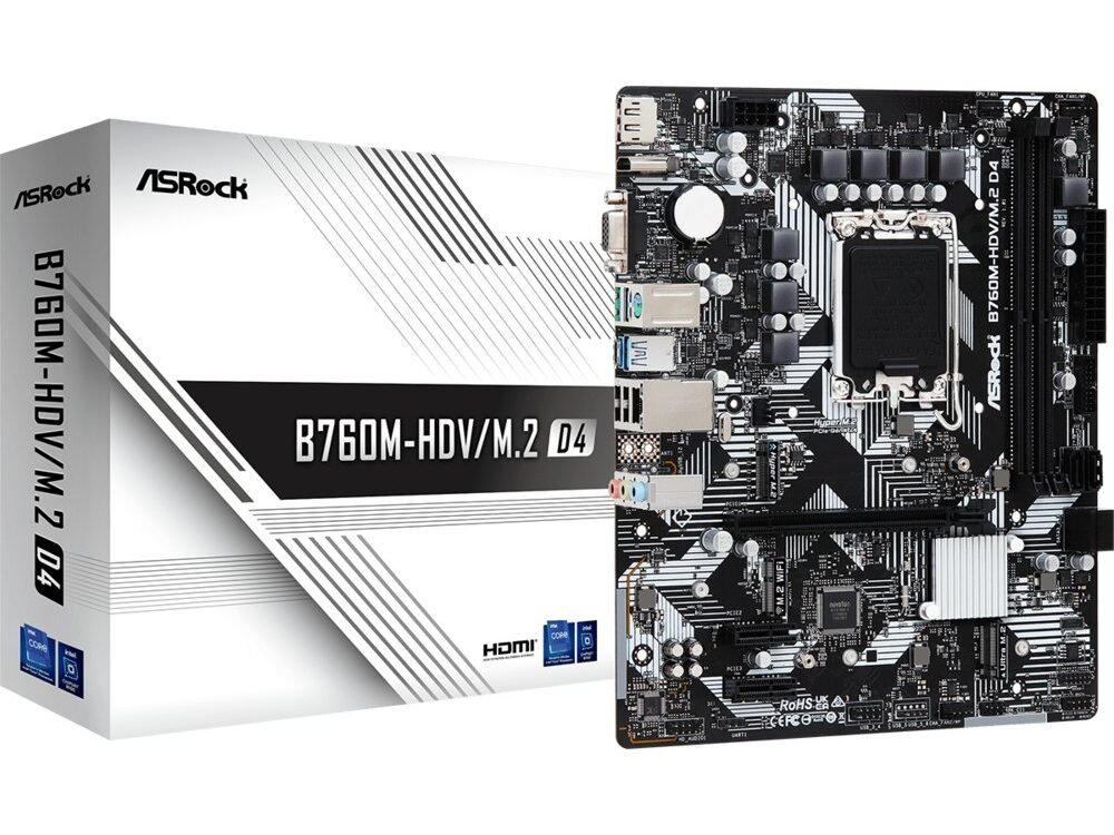 Asrock B760M-HDV/M.2 D4 | Socket LGA 1700 | Intel B760 | 2xDDR4 | Micro-ATX | Moederbord