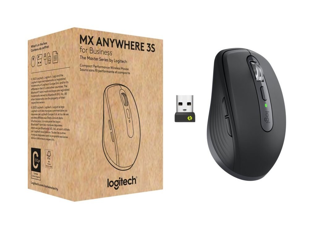 Logitech MX Anywhere 3S for Business S | Draadloze Muis | Links- en Rechtshandig | RF + Bluetooth | 8000 DPI | Grafiet
