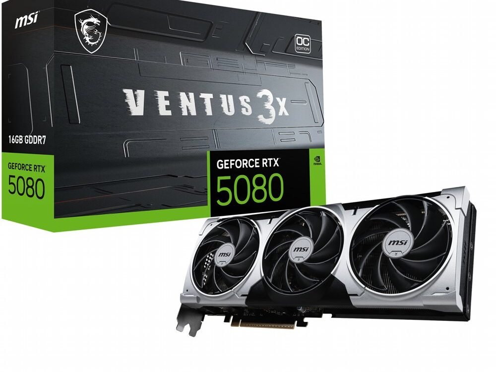 MSI GeForce RTX 5080 VENTUS 3X OC PLUS | 16GB GDDR7 | DLSS 4 | Videokaart | Nvidia GPU