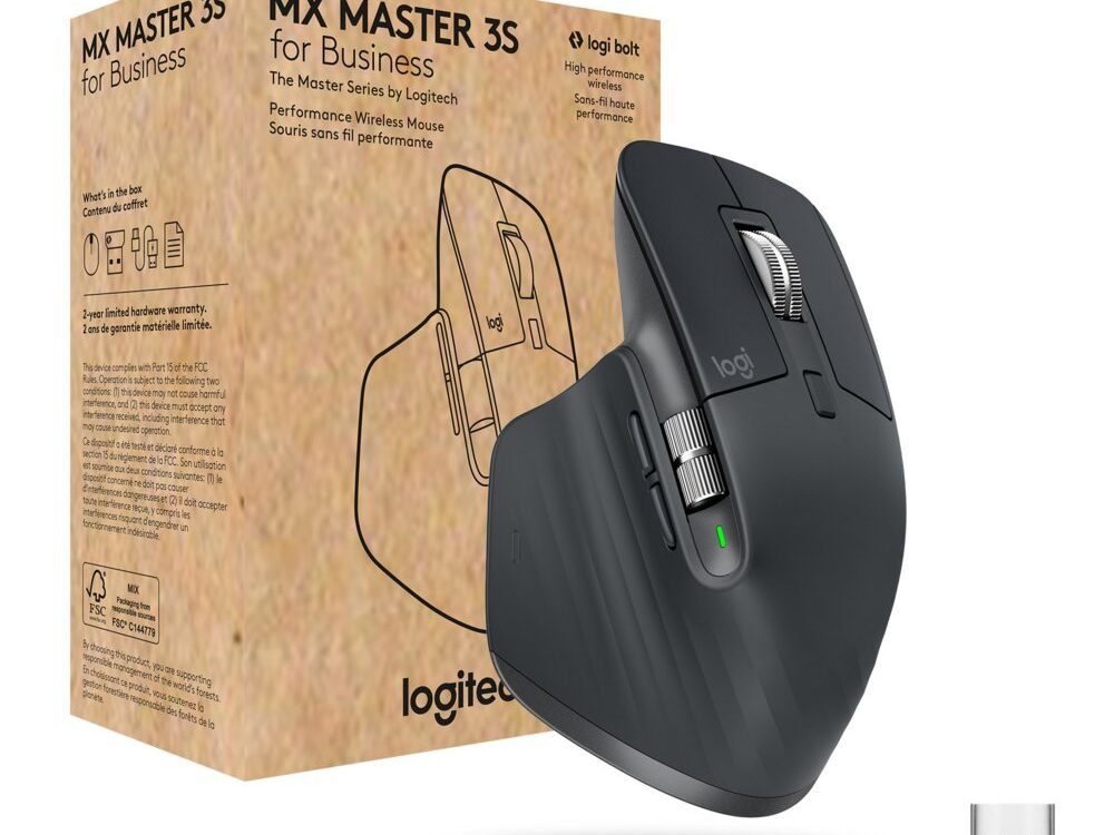 Logitech MX Master 3s for Business | Draadloze Muis | RF-Draadloos + Bluetooth | 8000 DPI | Grafiet