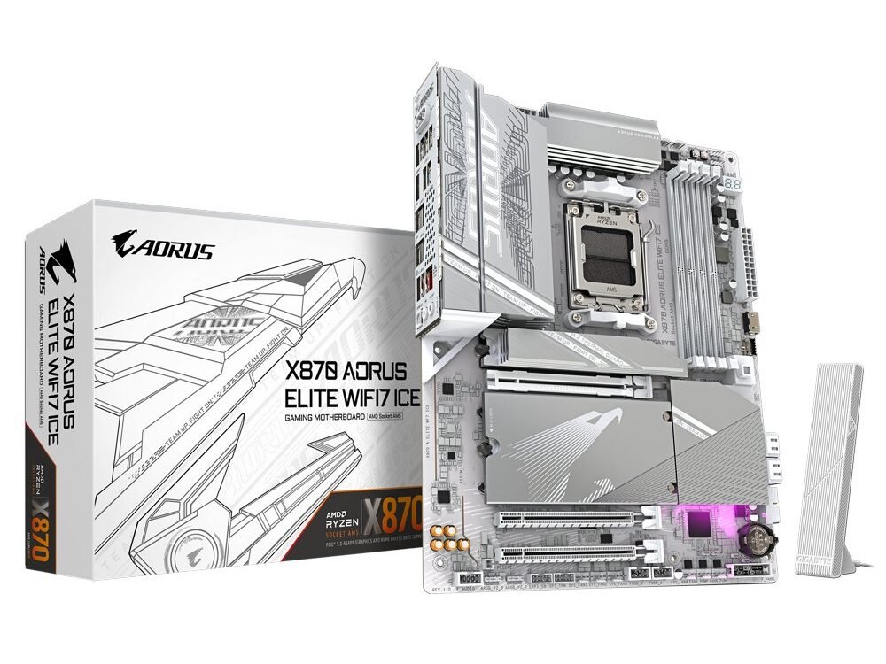 Gigabyte X870 AORUS ELITE WIFI7 ICE | Socket AM5 | AMD X870 | 4xDDR5 | ATX | Moederbord